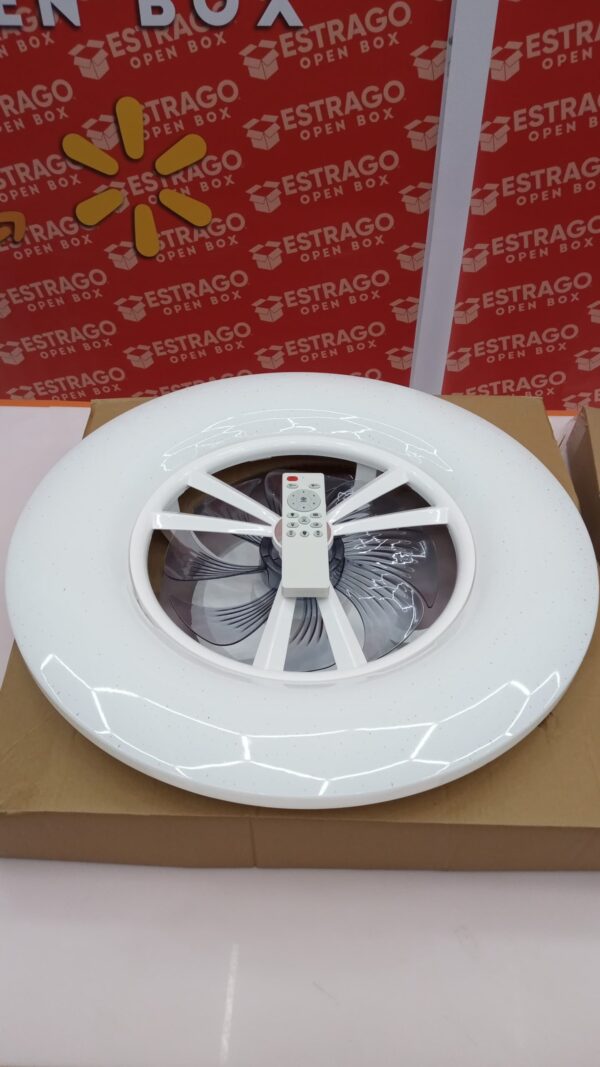 Ventilador de techo de perfil bajo de 24 pulgadas con luz, ventiladores de techo inteligentes con luz ambiental retroiluminada y control remoto - Image 2