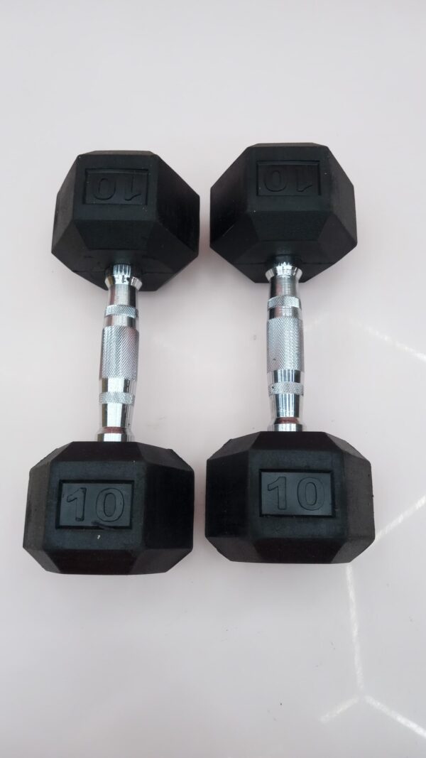 Par de mancuernas hexagonales, juego de mancuernas para gimnasio en casa, mancuernas de ejercicio hexagonales, con recubrimiento lateral de Neopreno,Hierro+PVC，Mango de Acero Moletead(2 x 10 lbs.) - Image 2
