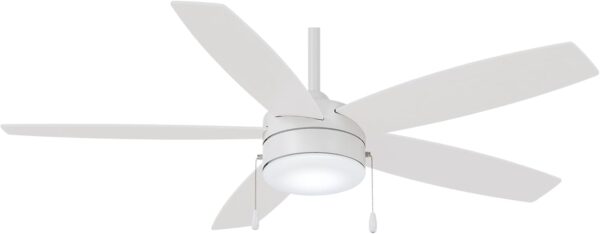 Ventilador de techo de 52 pulgadas con luz LED integrada de 16 W en acabado blanco plano