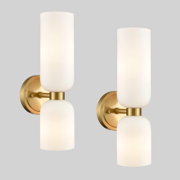 Juego de dos apliques de pared dorados de 2 luces modernas de pared.