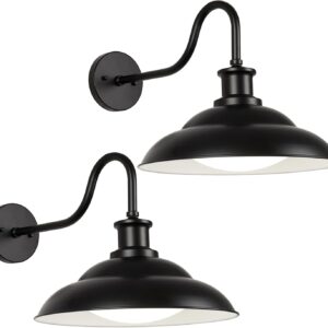 Luces LED de granero para exteriores, cúpula grande de 16 pulgadas con cuello de cisne de granja con temperatura de color ajustable.