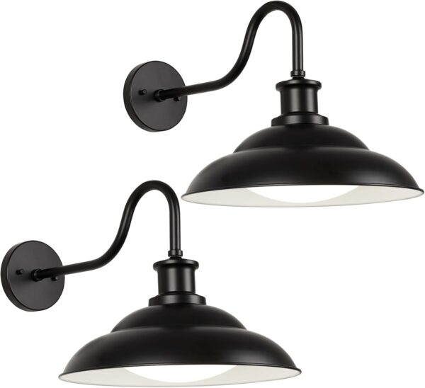 Luces LED de granero para exteriores, cúpula grande de 16 pulgadas con cuello de cisne de granja con temperatura de color ajustable.