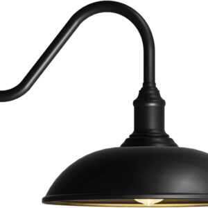Luz de granero grande de 21 pulgadas para exteriores con luz de cuello de cisne de brazo extendido, resistente al agua y al óxido para granja, cochera, porche