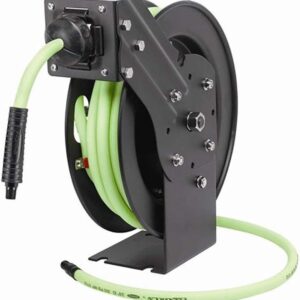 OH RIGHT- Flexzilla Carrete retráctil para Manguera de Aire Abierta, 3/8 Pulgadas x 25 pies, Resistente, Ligero, híbrido, ZillaGreen - L8603FZ.