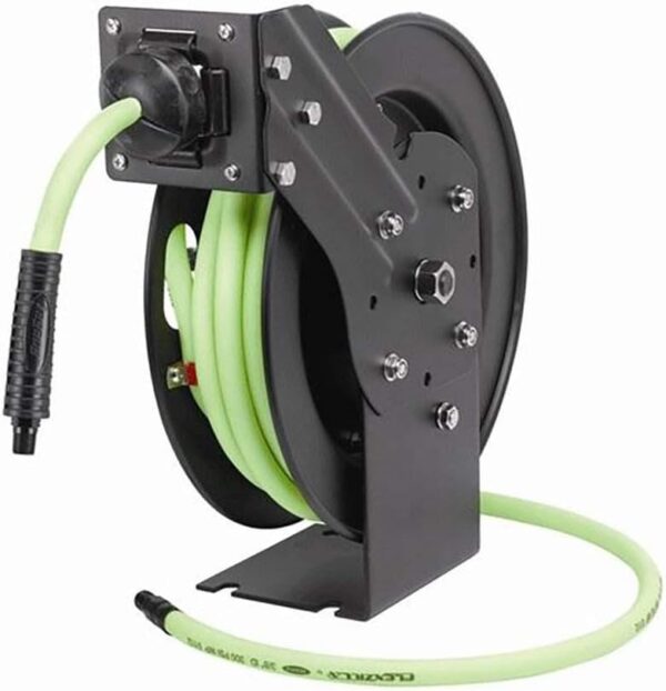 Flexzilla Carrete retráctil para Manguera de Aire Abierta, 3/8 Pulgadas x 25 pies, Resistente, Ligero, híbrido, ZillaGreen - L8603FZ.
