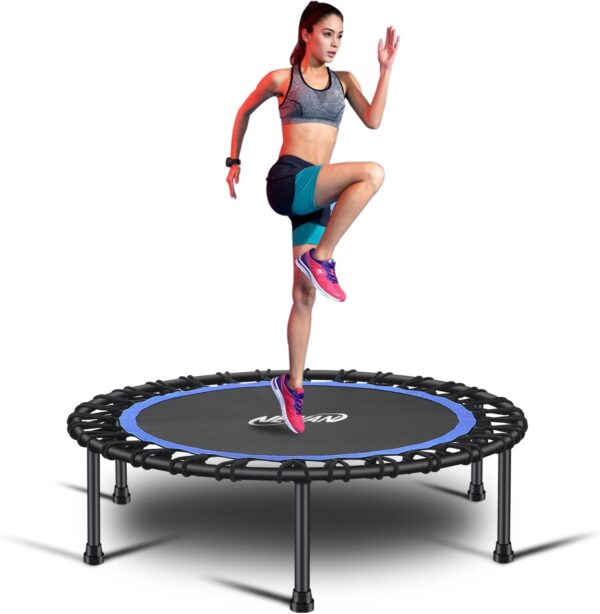 Mini cama elástica plegable de 400 libras/550 libras, cama elástica de 40 pulgadas/48 pulgadas con pliegues duraderos, rebote de ejercicio estable y silencioso para adultos, gran mini cama
