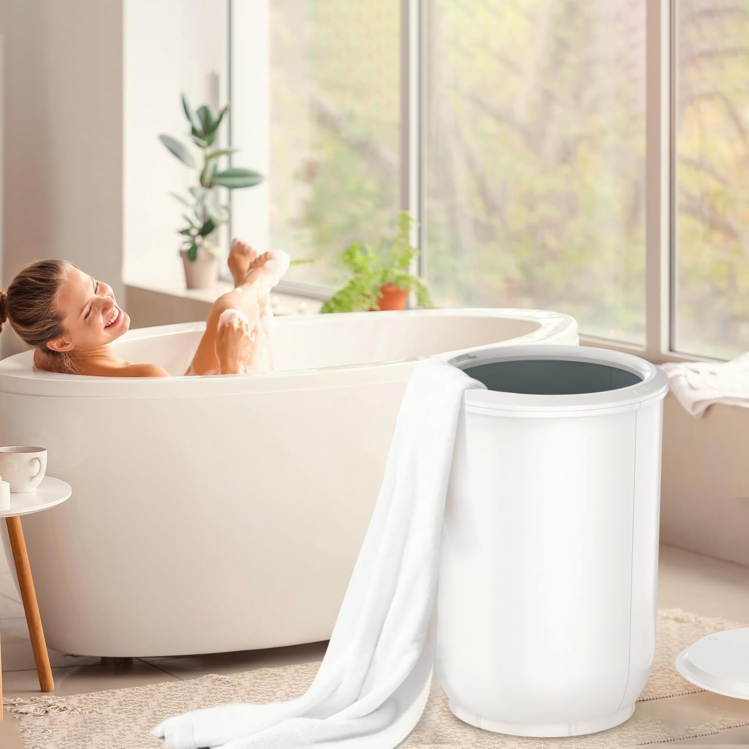 FLYHIT -Calentador de toallas grande para baño, calentador de toallas, mango de madera, apagado automático, se adapta a dos toallas de gran tamaño de 40 x 70 pulgadas, albornoces, mantas, el mejor - Image 2