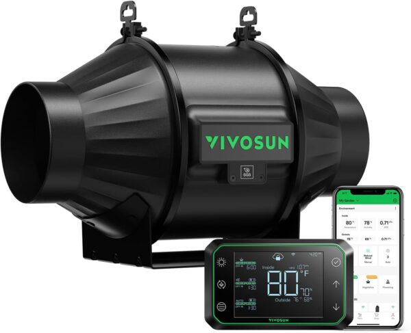 Ventilador de conducto en línea AeroZesh T4 de 4 pulgadas con driver WiFi Growhub E42A