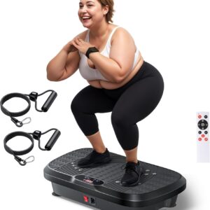 Máquina de ejercicio de placa de vibración, placa de vibración de entrenamiento de cuerpo entero para drenaje linfático, 240 velocidades ajustables, placa vibratoria de potencia, plataforma de fitness