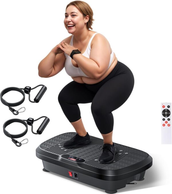 Máquina de ejercicio de placa de vibración, placa de vibración de entrenamiento de cuerpo entero para drenaje linfático, 240 velocidades ajustables, placa vibratoria de potencia, plataforma de fitness