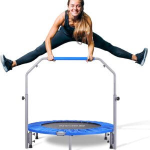 Mini cama elástica plegable de 40/48 pulgadas, rebote de fitness con mango de espuma ajustable, cama elástica de ejercicio para adultos en interiores y jardín,