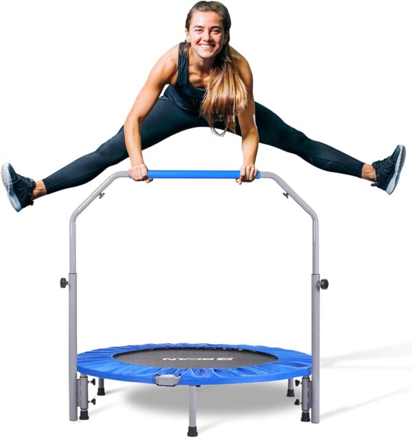 Mini cama elástica plegable de 40/48 pulgadas, rebote de fitness con mango de espuma ajustable, cama elástica de ejercicio para adultos en interiores y jardín,