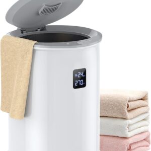 Calentador de toallas grande para baño, calentador de toallas calientes de lujo con temporizador, tiempo y temperatura de pantalla LED, efecto de aislamiento de hasta 150 minutos,