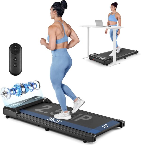 Cinta de correr para caminar debajo del computadora, mini cinta de correr portátil para el hogar/la oficina, cinta de correr de 2.5 HP, máquina de correr para caminar con capacidad de peso.