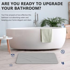 Tapete de baño de Piedra, de Tierra de diatomeas Antideslizante, Elimina instantáneamente el Secado al Agua, tapete de baño rápido, Natural, fácil de Limpiar (23.5 x 15 Pulgadas, Gris)