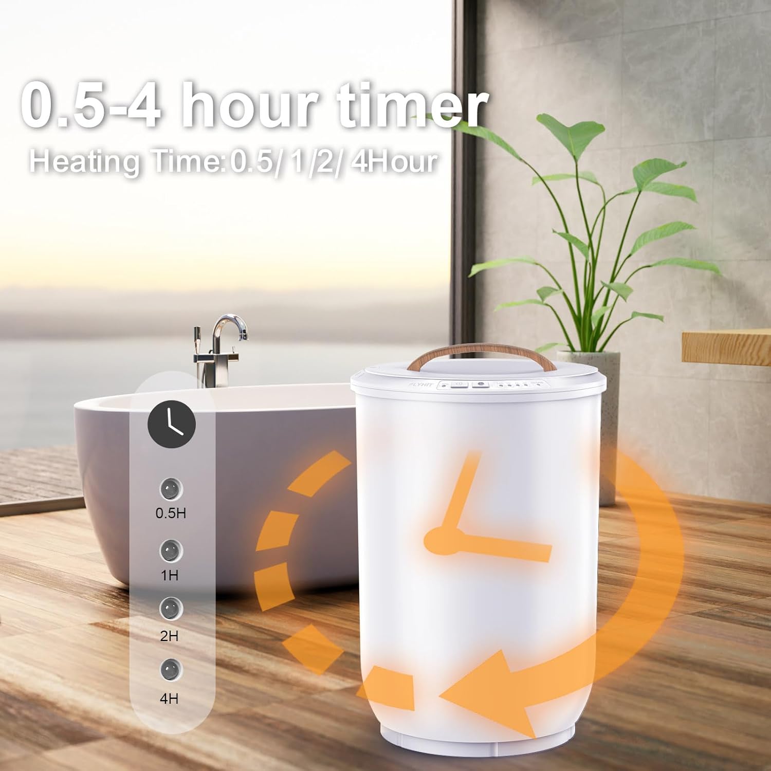 FLYHIT -Calentador de toallas grande para baño, calentador de toallas, mango de madera, apagado automático, se adapta a dos toallas de gran tamaño de 40 x 70 pulgadas, albornoces, mantas, el mejor - Image 5