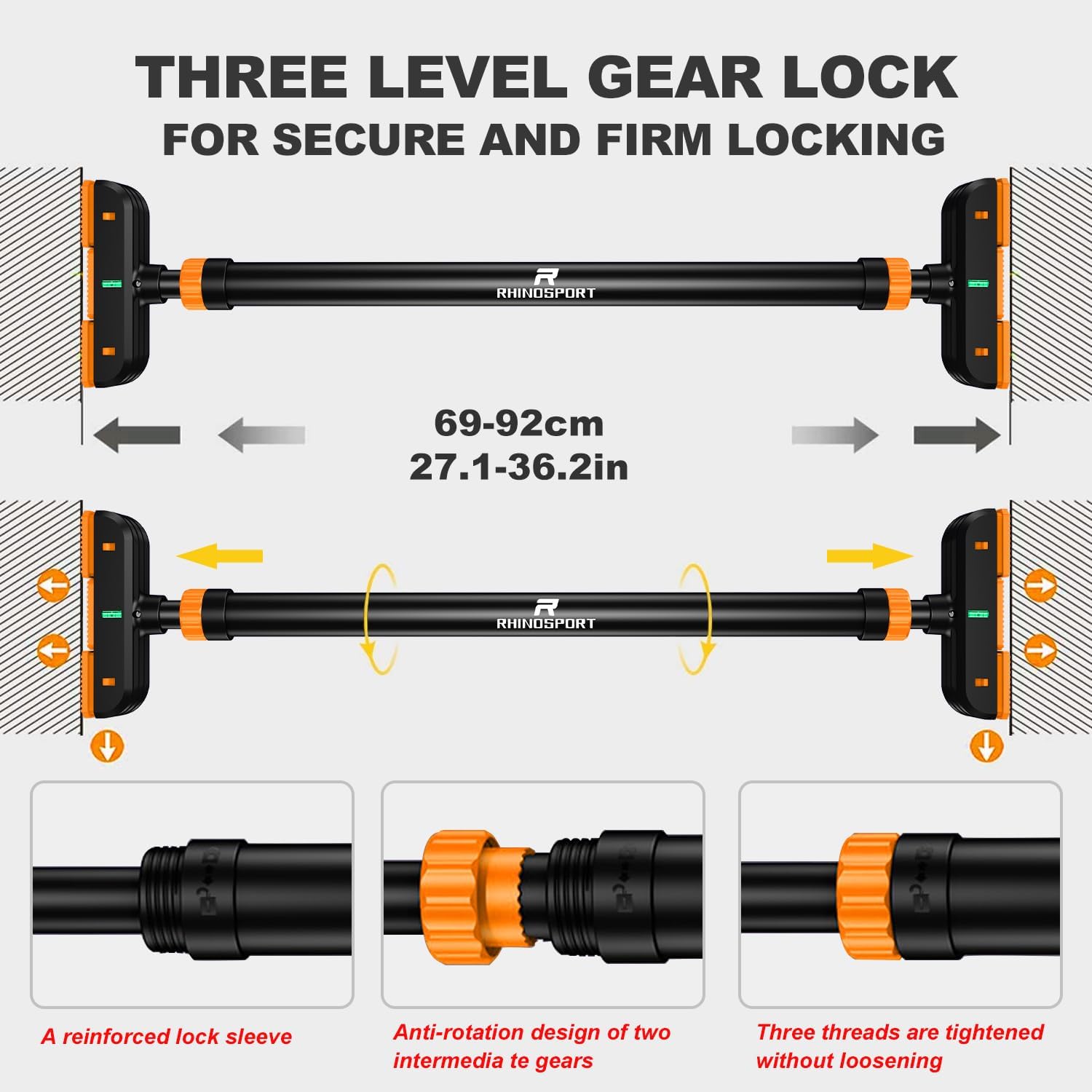 Barra de dominadas para puerta sin tornillos, con barra de dominadas, para colgar para una sujeción segura en dominadas de hasta 200 kg. - Image 2