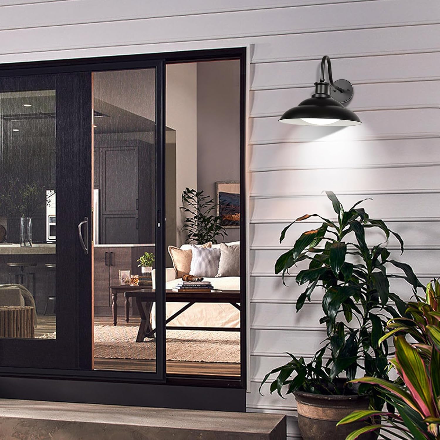 Luces LED de granero para exteriores, cúpula grande de 16 pulgadas con cuello de cisne de granja con temperatura de color ajustable. - Image 3