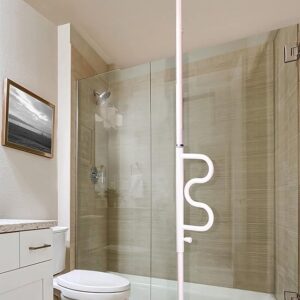 Barra de seguridad y barra de apoyo curva Stander - Barra de transferencia de piso a techo con montaje a tensión y ayuda para permanecer de pie con manija de seguridad multiposición + Se adapta a techos de 7 a 10" + Garantía de por vida, color blanco iceberg.