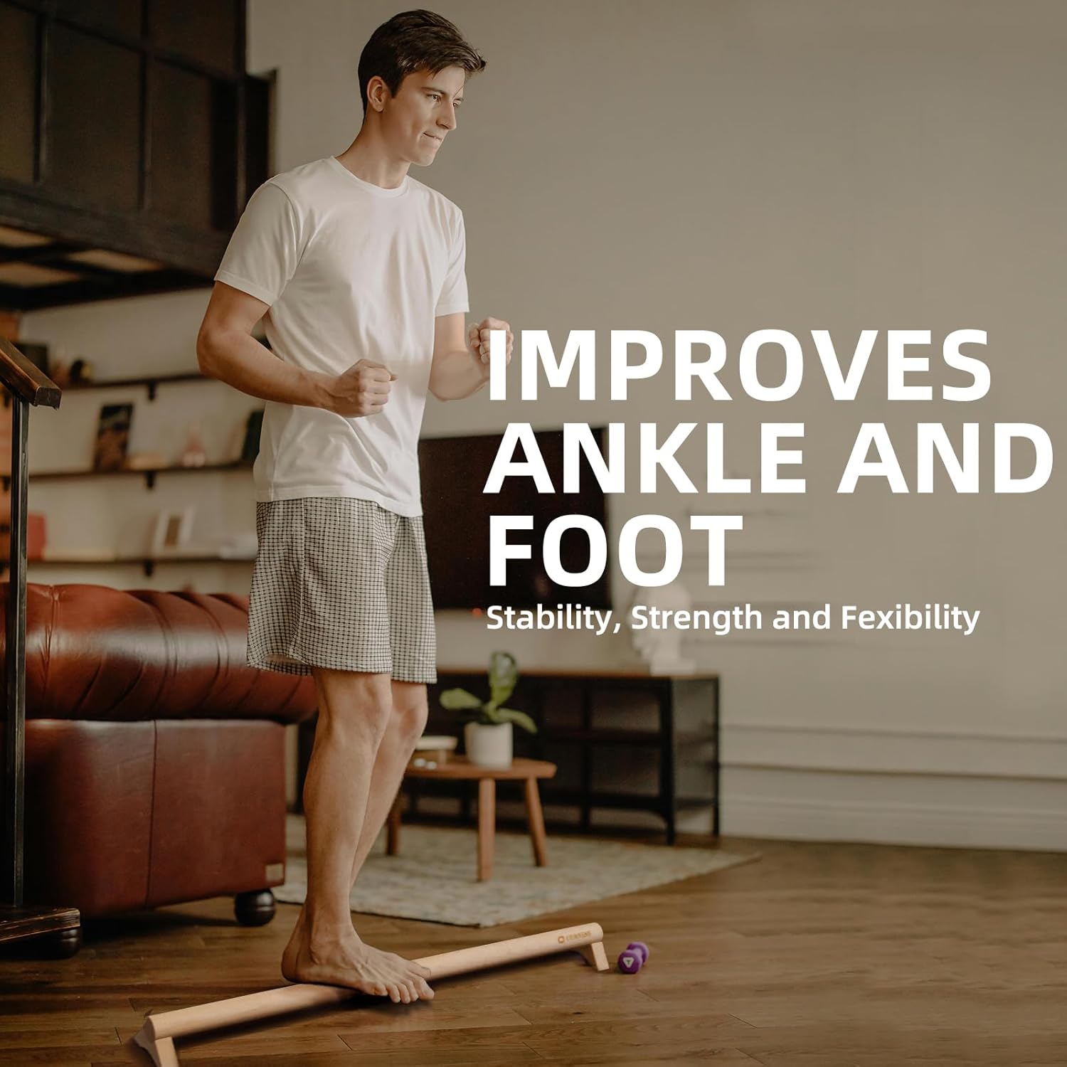 Viga de equilibrio versátil de madera de haya de 40 pulgadas para fascitis plantar, espolón en el talón en casa, mejora el equilibrio, fuerza del pie del tobillo. - Image 2