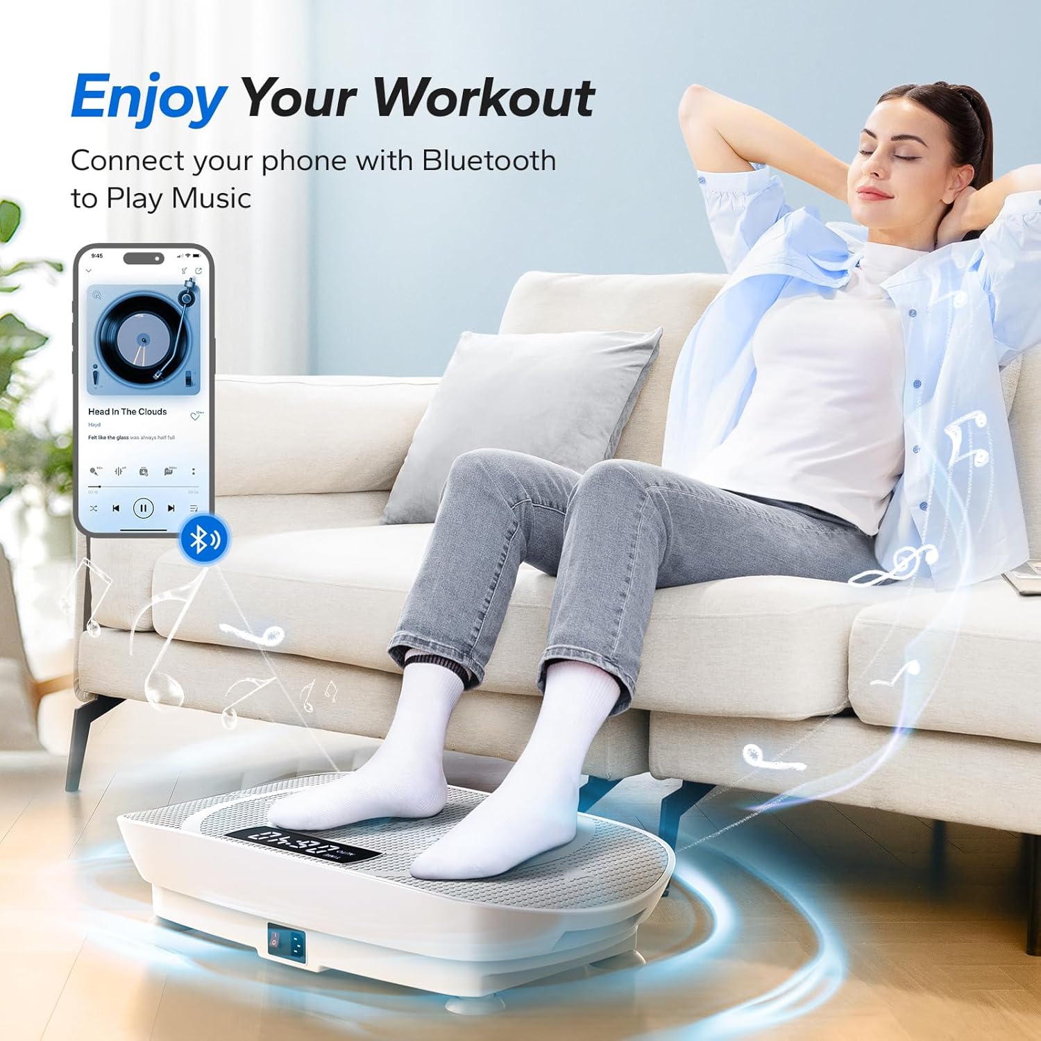 Merach Máquina De Ejercicios De Placa De Vibración, potente plataforma vibratoria para entrenamiento de cuerpo entero, desarrollo y moldeo muscular, control automático de velocidad, altavoz Bluetooth incorporado - Image 3
