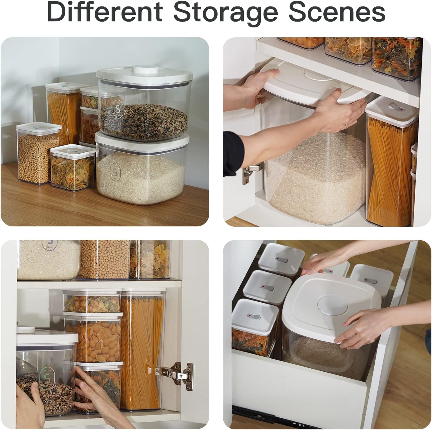 LivLab Dispensador de arroz de 20 a 25 libras, contenedor de arroz de 10.5 cuartos de galón/10 l/22-25 libras con taza medidora y cepillo para polvo, contenedor de cereales para alimentos. - Image 2