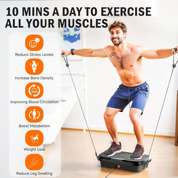 Máquina de ejercicio de placa de vibración, placa de vibración de entrenamiento de cuerpo entero para drenaje linfático, 240 velocidades ajustables, placa vibratoria de potencia, plataforma de fitness - Image 3