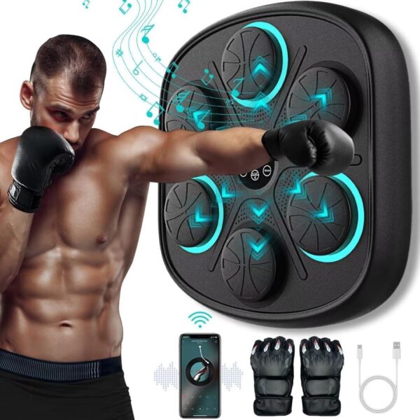 Máquina de boxeo de música LED mejorada: sumérgete en una experiencia de entrenamiento dinámica con nuestra máquina de boxeo musical inteligente y mejora la experiencia visual a través de efectos de iluminación LED.