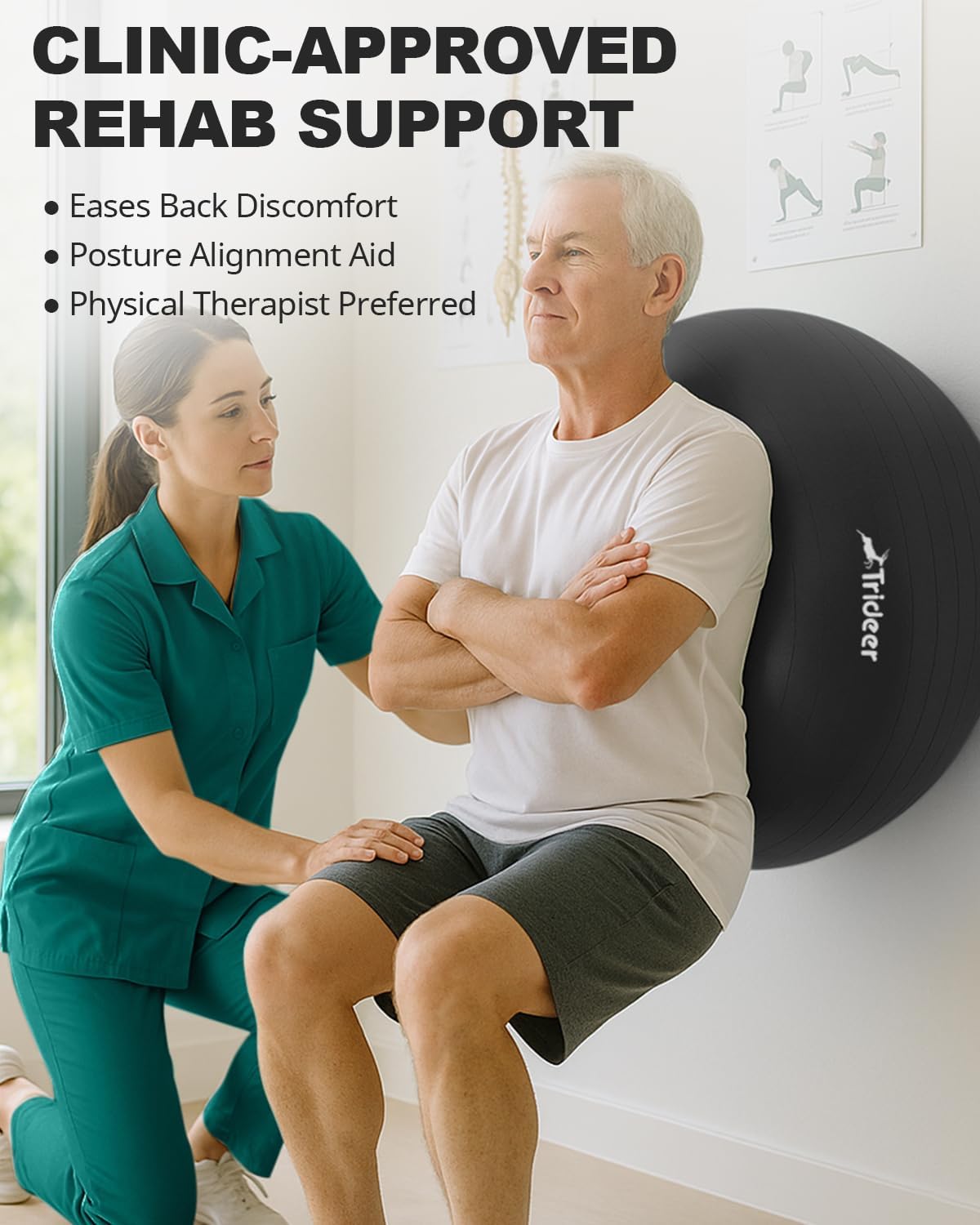 Trideer Pelota de Yoga para Ejercicio, Silla de Bola de 5 tamaños, Bola Suiza Resistente para Equilibrio, Estabilidad, Embarazo y Fisioterapia, Bomba rápida - Image 3