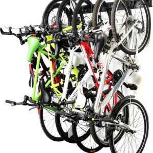 Estante de almacenamiento de bicicletas de acero inoxidable, 6 soportes de pared para el hogar y el cochera con capacidad para hasta 300 libras, color negro.