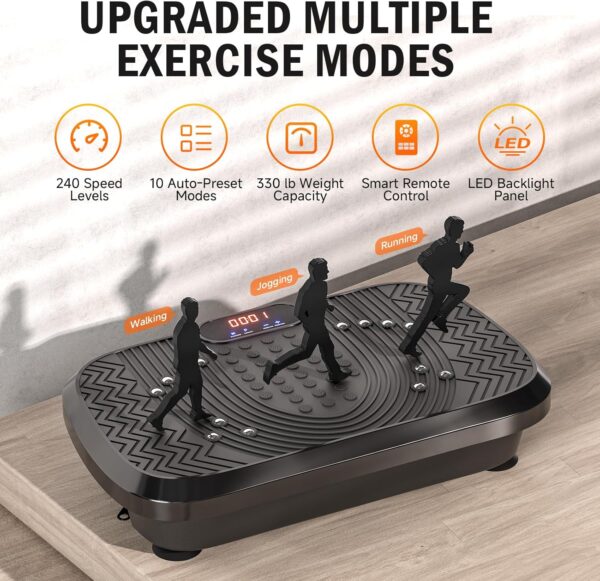 Máquina de ejercicio de placa de vibración, placa de vibración de entrenamiento de cuerpo entero para drenaje linfático, 240 velocidades ajustables, placa vibratoria de potencia, plataforma de fitness - Image 4