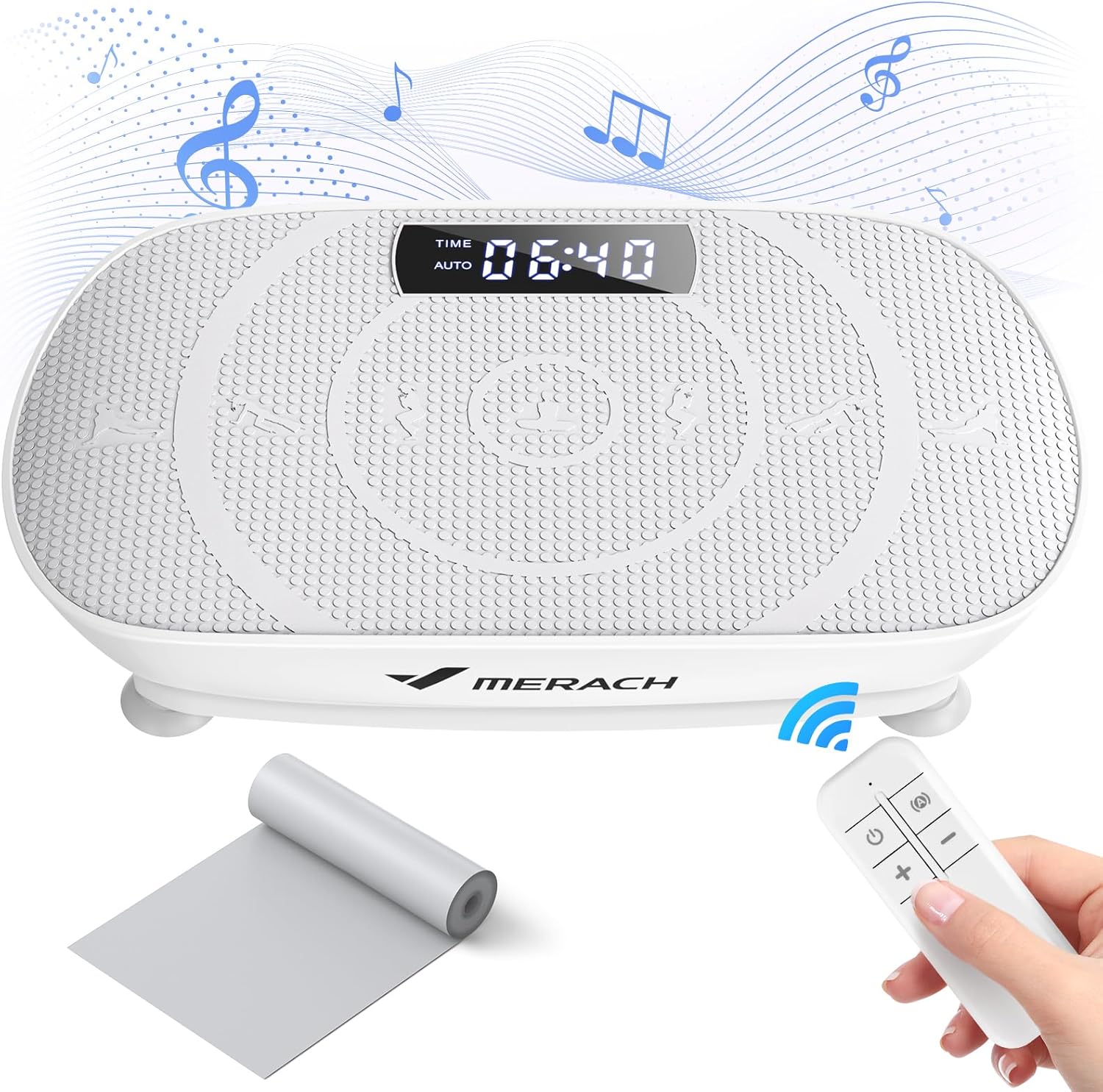 Merach Máquina De Ejercicios De Placa De Vibración, potente plataforma vibratoria para entrenamiento de cuerpo entero, desarrollo y moldeo muscular, control automático de velocidad, altavoz Bluetooth incorporado