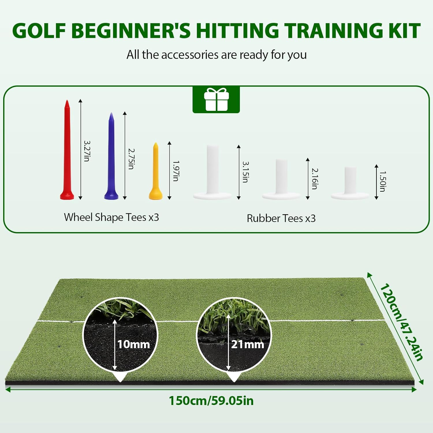 Tapete de golf para interior, tapete verde de césped de golf mejorado 2024, tapete de golf de 50 mm de grosor, tapete de entrenamiento profesional para simulador de golf. - Image 5
