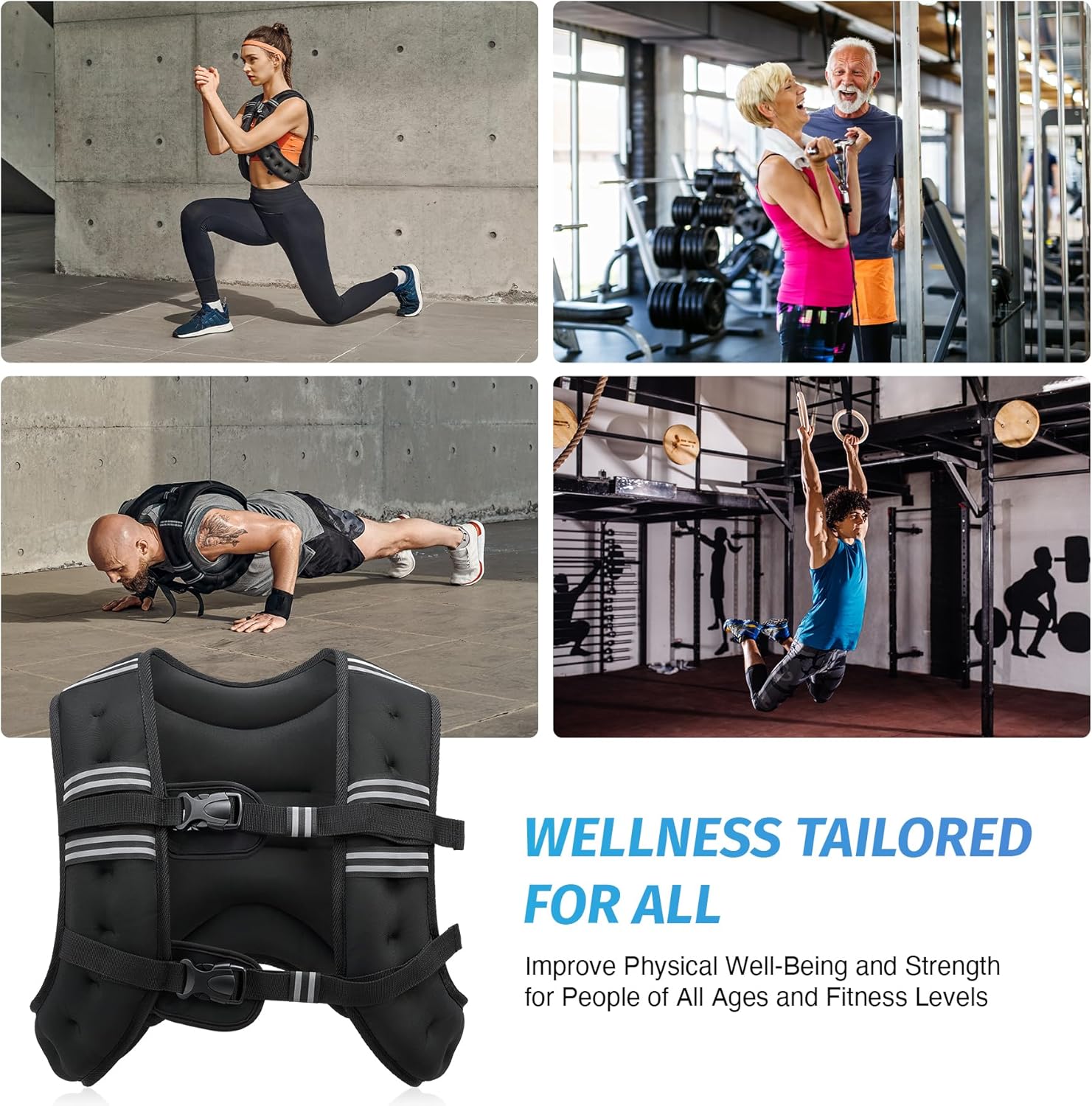 Chaleco con peso, 6 libras/8 libras/16 libras/20 libras/25 libras/30 libras chaleco de peso con rayas reflectantes para entrenamiento - Image 5