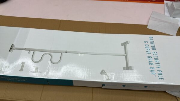 Barra de seguridad y barra de apoyo curva Stander - Barra de transferencia de piso a techo con montaje a tensión y ayuda para permanecer de pie con manija de seguridad multiposición + Se adapta a techos de 7 a 10" + Garantía de por vida, color blanco iceberg. - Image 2