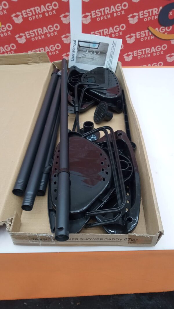 Estante de Ducha Telescópico y Ajustable de 4 plantas, estante de baño de esquina ajustable de 120cm-320cm de altura. con cerca,ganchos y Toallero giratorio de 360°,carga de una sola capa de 4,5 kg - Image 2