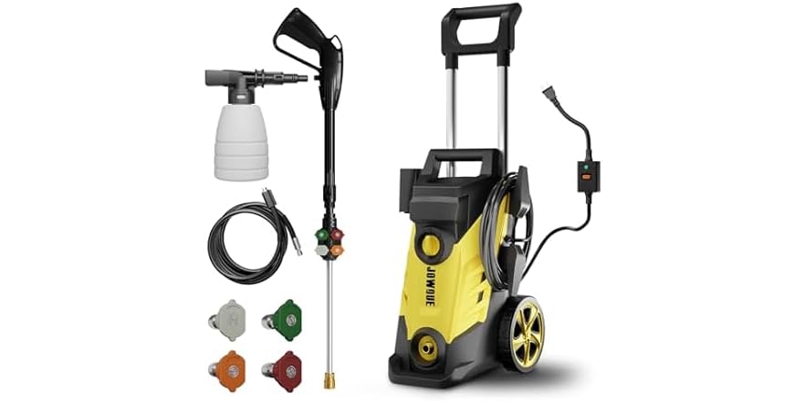 JOWQUE - Lavadora a presión ajustable de 4500 PSI, lavadora eléctrica de 2.8 GPM con manguera de presión de 33 pies, 4 boquillas y cañón de espuma, lavadoras eléctricas para el hogar, coches.