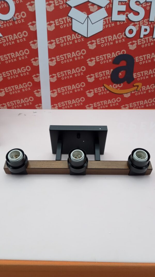 Millennium 3803-MB/WG Transicional Tres Luces Vanidad de la colección Taos acabado, negro mate/grano de madera. - Image 2