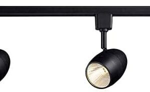 Hampton Bay Lighting. 804639 - Kit de iluminación lineal LED integrado de 3 luces negras con cabezales traseros redondos, blanco, de 4 pies.