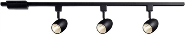 804639 - Kit de iluminación lineal LED integrado de 3 luces negras con cabezales traseros redondos, blanco, de 4 pies.