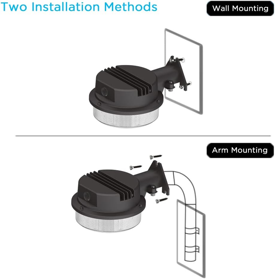 CFY LIGHTING. Luz LED de granero de 50 W, del anochecer al amanecer, iluminación de patio al aire libre con fotocélula 5000 K, luz diurna impermeable, lista ETL y DLC, paquete de 2. - Image 3