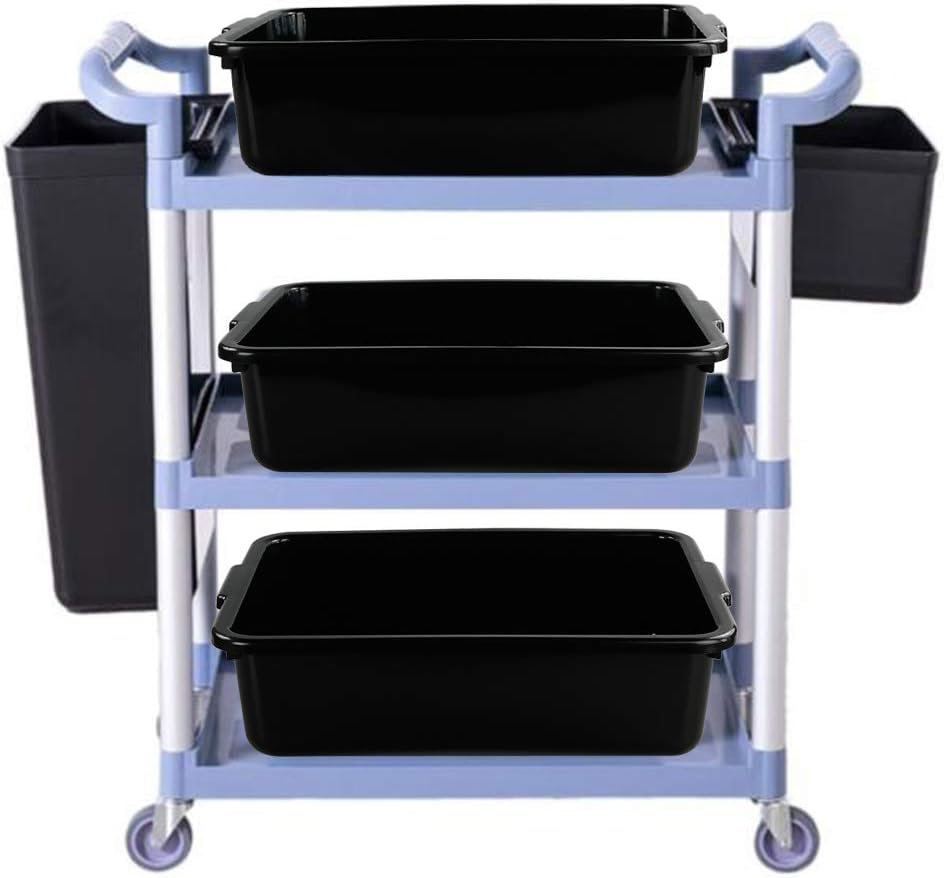 Teyyvn. Caja de plástico para autobús de 13 L/Caja para servicios públicos, Caja para lavabo comercial, 4 unidades, Negro. - Image 2