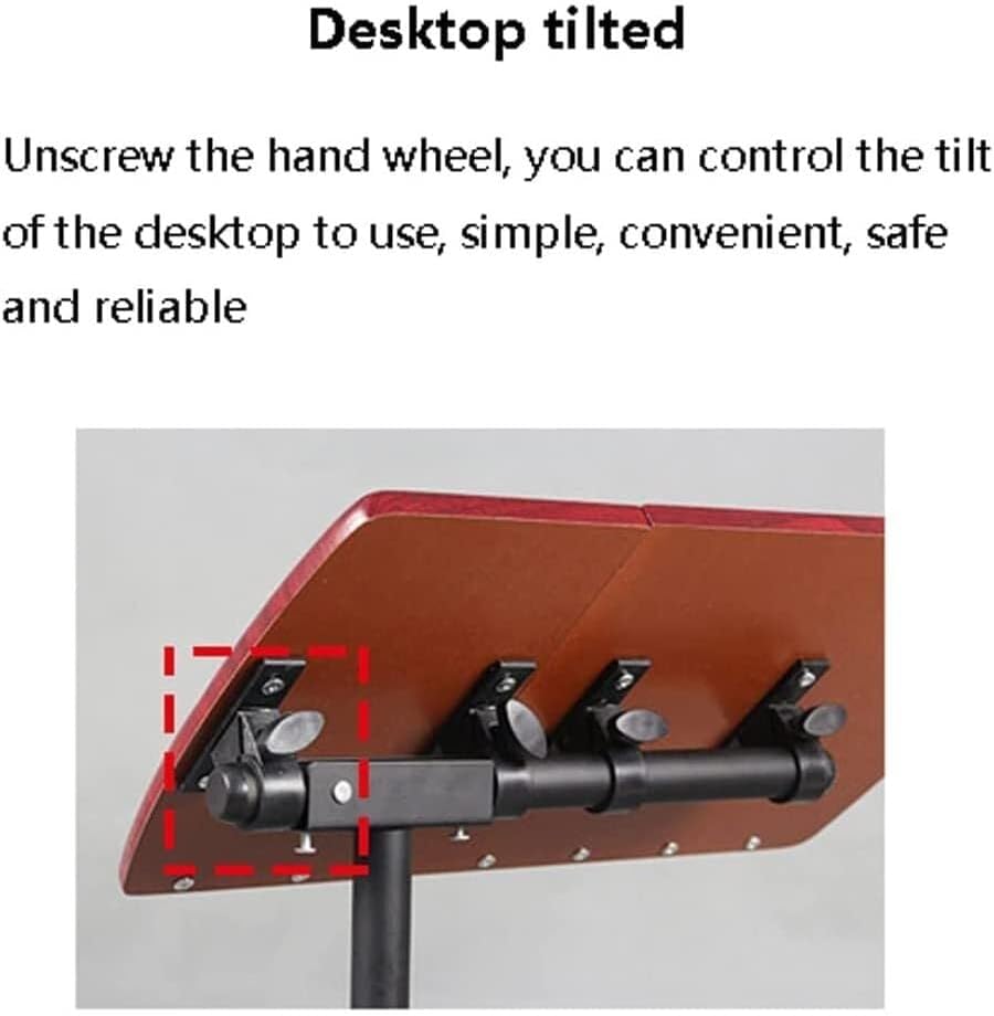 ROSPFKELSC. Mesa de noche móvil plegable, con altura ajustable y ruedas giratorias para uso doméstico y médico (roja). - Image 3