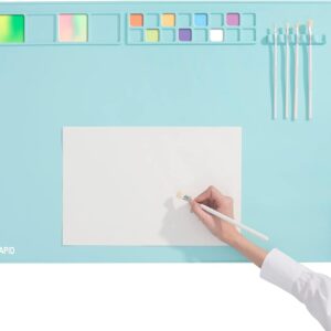 SAPID. Alfombrilla de silicona extragrande de 32 x 24 pulgadas con bordes elevados, alfombrilla de silicona antiadherente para fundición de resina, alfombrilla de silicona para niños, creador, alfombrillas de silicona para manualidades, arcilla, SAPID, verde menta.