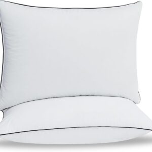 HYVIF. Almohadas de plumón: almohada suave y de apoyo para dormir, de lado, boca abajo, tamaño Queen, paquete de 2 almohadas de plumón (20 x 28 pulgadas.