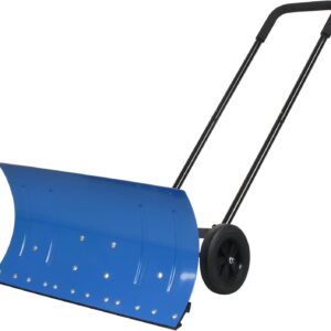 WYDHven. Pala de nieve, empujador de nieve de metal de 29.13 pulgadas con ruedas para calzada, ángulo ajustable y altura para aceras o estacionamientos.