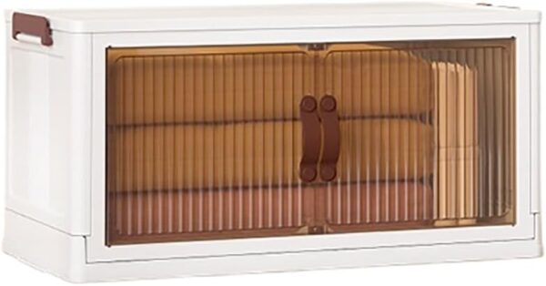 Caja de Almacenamiento Plegable de plástico con Puertas magnéticas, contenedores apilables con Ruedas, Organizador Plegable para Armario, Garaje, casa y Oficina.