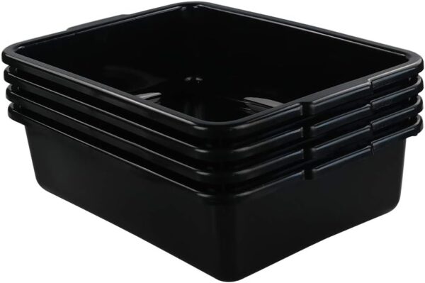 Caja de plástico para autobús de 13 L/Caja para servicios públicos, Caja para lavabo comercial, 4 unidades, Negro.