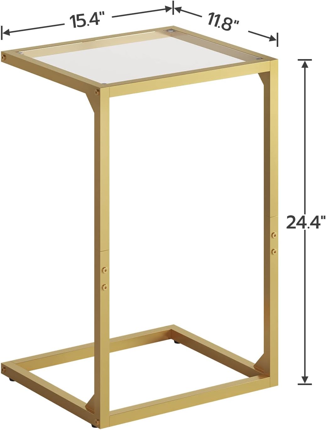 HOOBRO. Juego de mesa auxiliar en forma de C, soporte de mesa pequeño para sala de estar y recámara, mármol sintético de 16 x 12 x 25 pulgadas. - Image 4