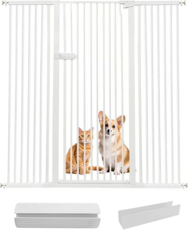 Lumizone Puerta extra alta para gatos de 55.12 pulgadas, montada a alta presión, extra ancha 2025 (17 tamaños), espacio de 1.37 pulgadas, sin taladrar, cierre automático, operación con una sola mano.